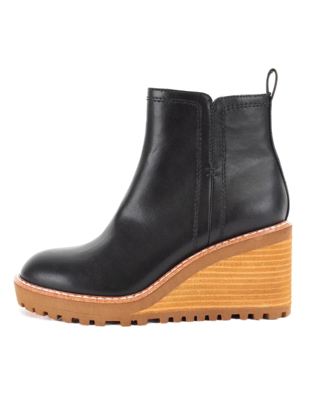 Yellow Box Arten Black Wedge Ankle Boots Women’s Size 10 Zip Platform Lug Sole - Picture 3 of 8
